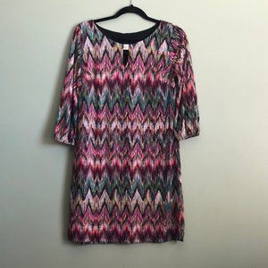 ZigZag Patterned Mini Dress Sz 8, Multicolored